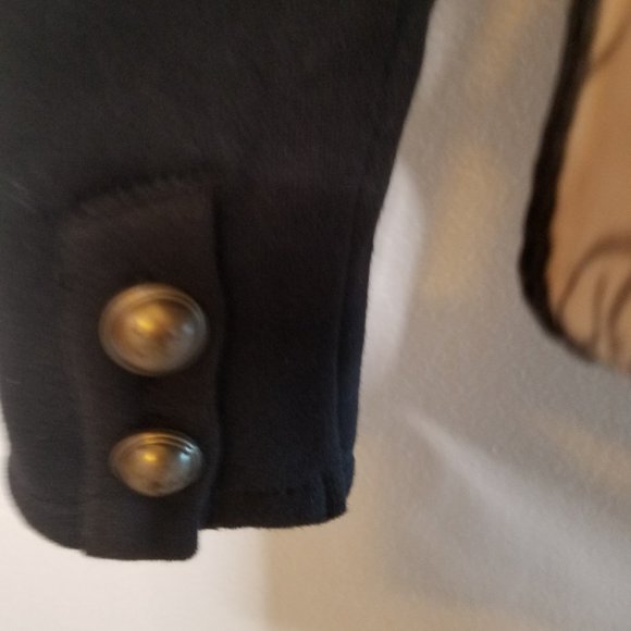 Navy Blue Military Look Blazer w/Faux Leather Trim - Picture 9 of 9